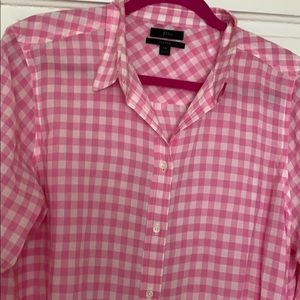 Pink and white gigham button down